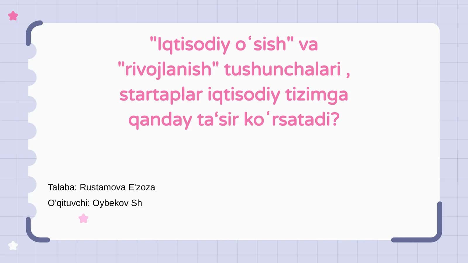 Iqtisodiy oʻsish va rivojlanish tushunchalari 1