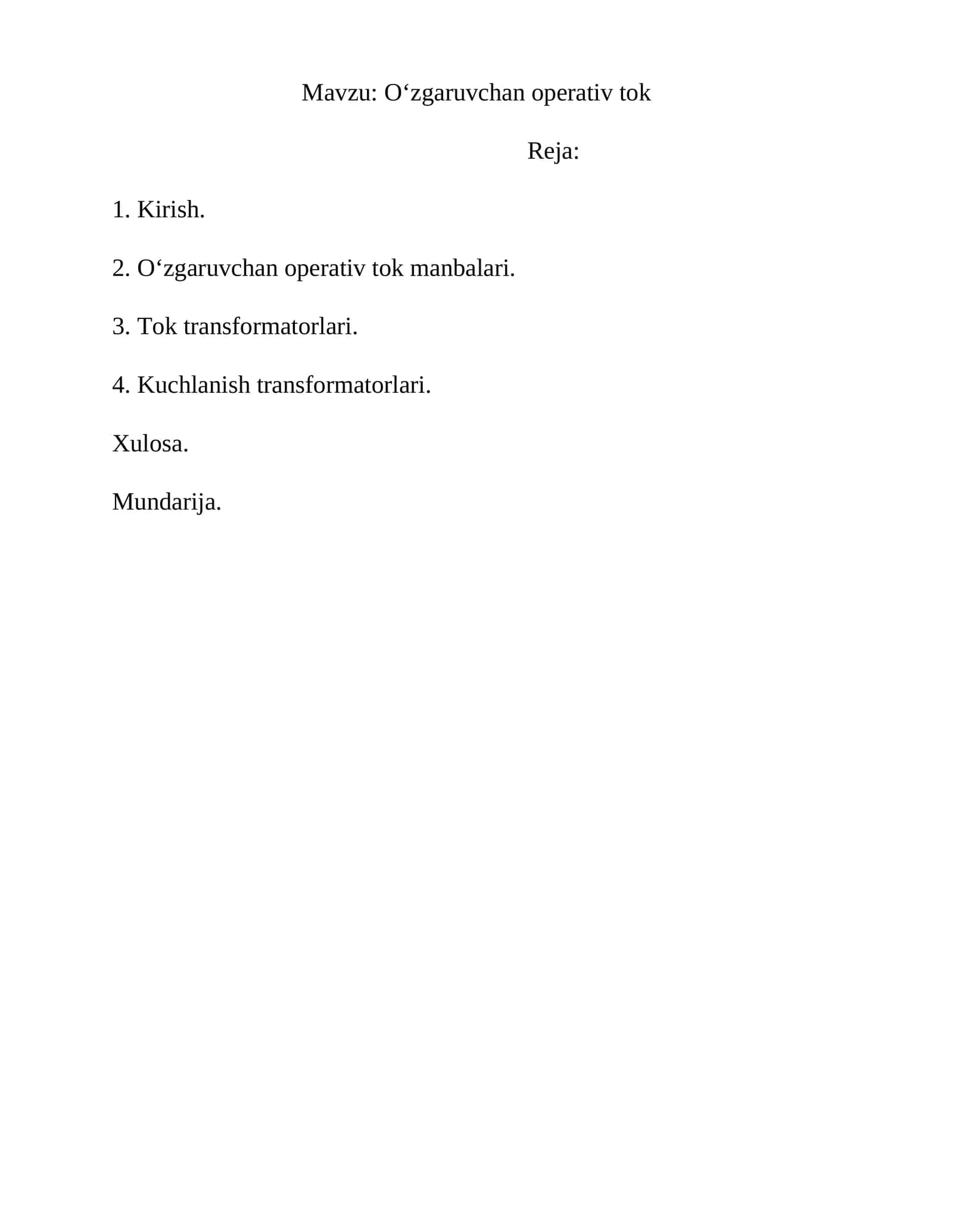 Oʻzgaruvchan operativ tok 1