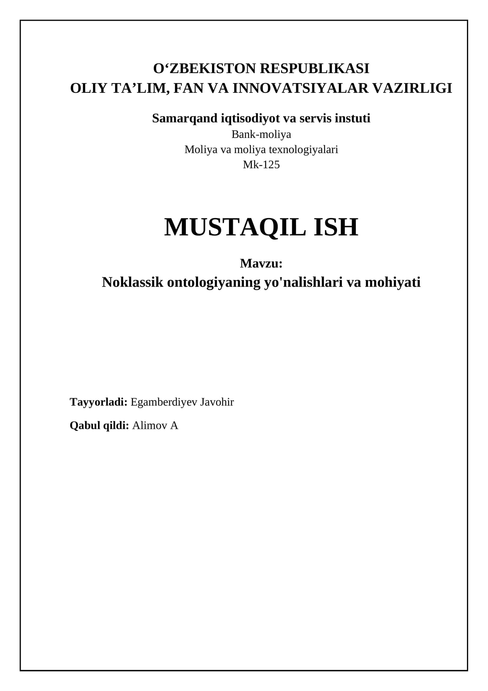 Noklassik ontologiyaning yo'nalishlari va mohiyati 1