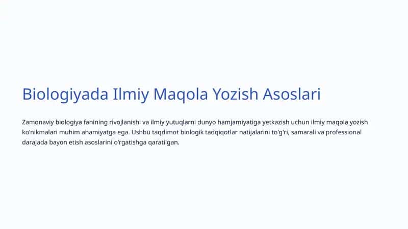 Biologiyada Ilmiy Maqola Yozish Asoslari 1