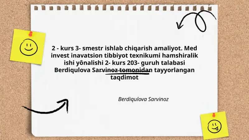 Med invest inavatsion tibbiyot texnikumi hamshiralik ishi 1