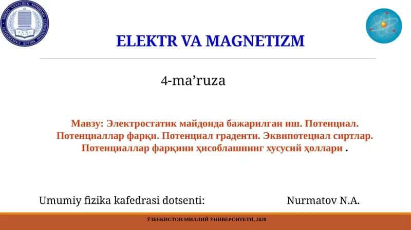 Электростатик майдондабажарилганиш 1