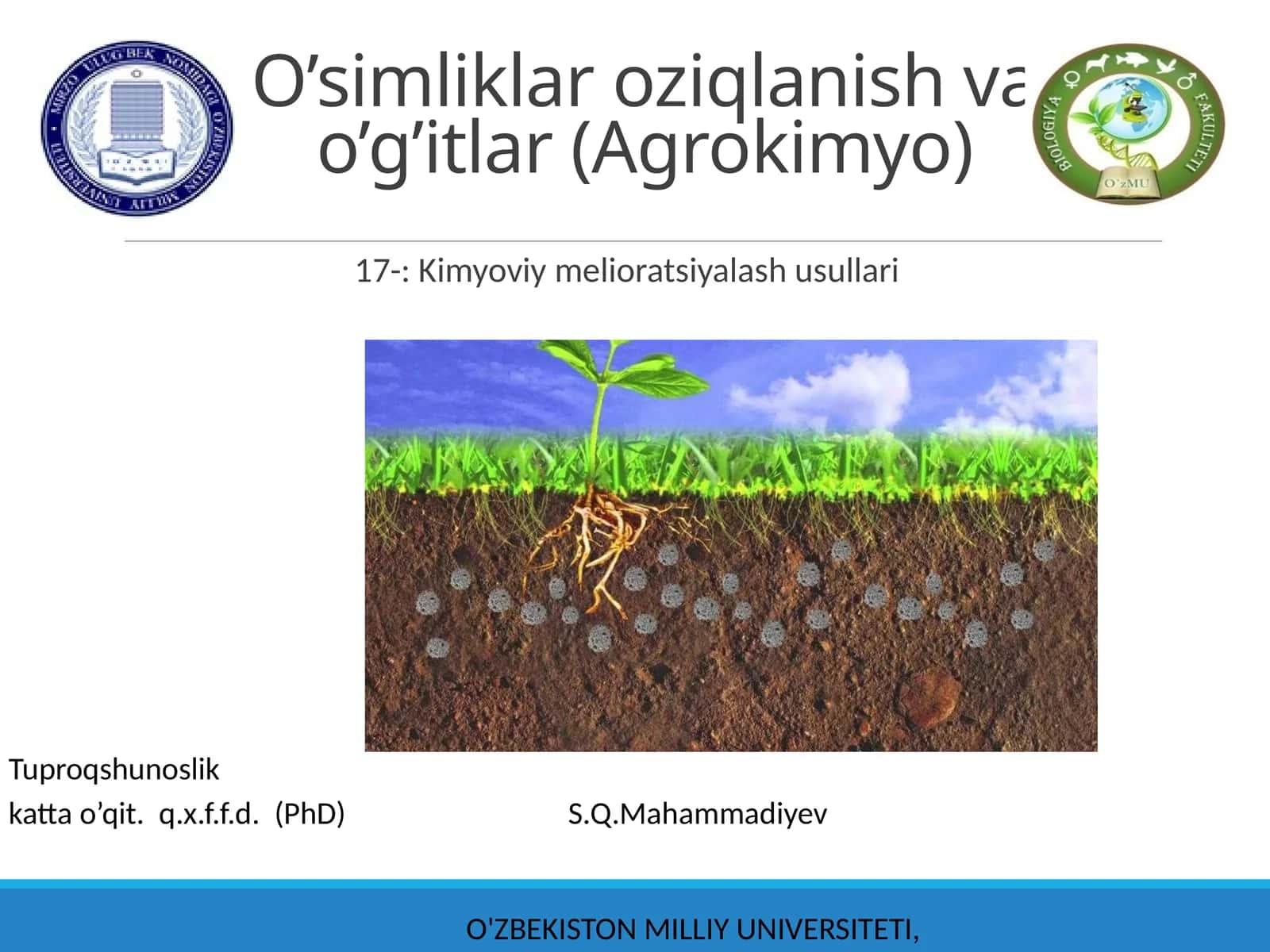 O'simliklar oziqlanish va o'g'itlar (Agrokimyo) 1