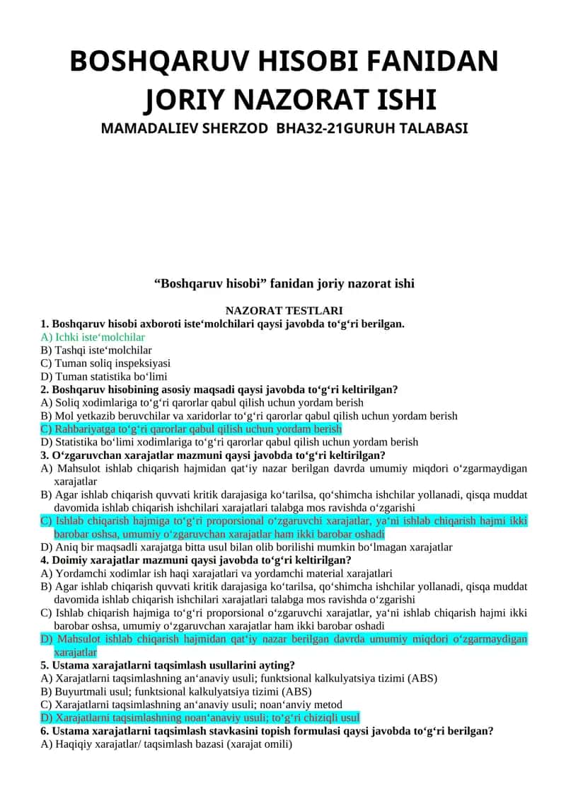 BOSHQARUV HISOBI FANIDAN JORIY NAZORAT ISHI 1