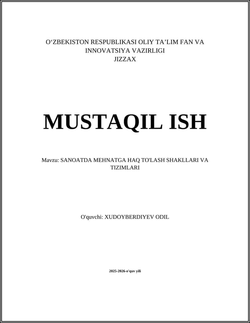 Vaqtga asoslangan ish haqi 1