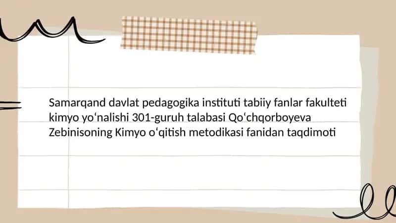Kimyo oʻqitish metodikasi 1