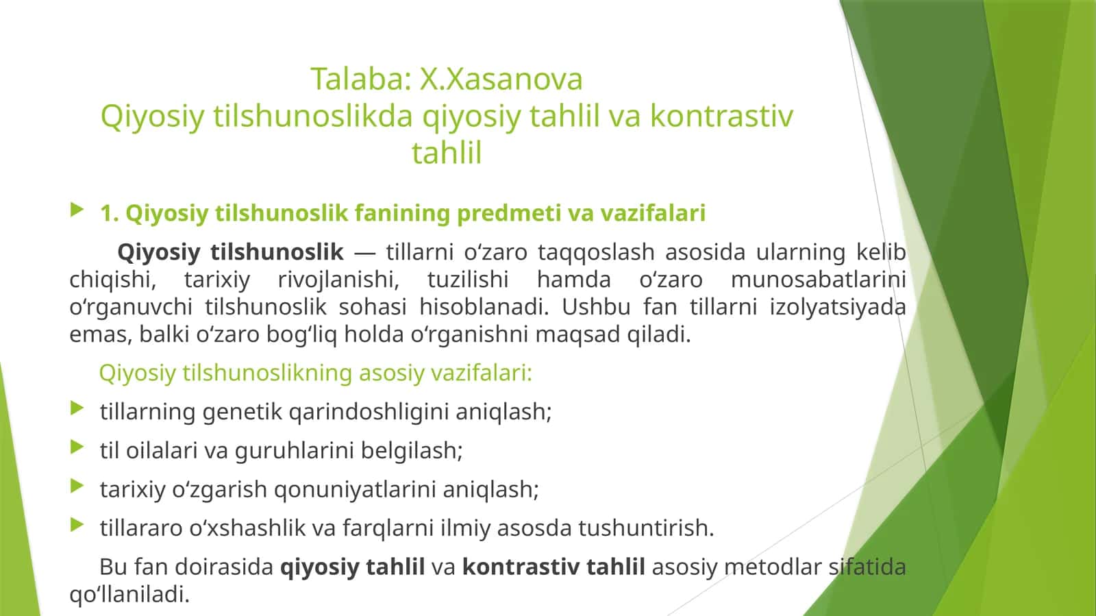 Qiyosiy tilshunoslikda qiyosiy tahlil va kontrastiv tahlil 1