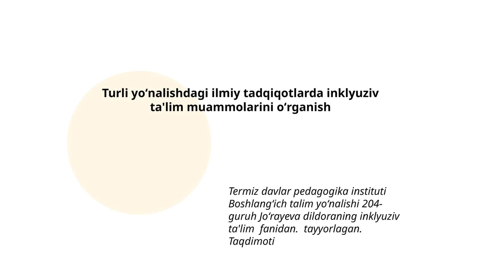 Inklyuziv ta'lim muammolarini oʻrganish 1