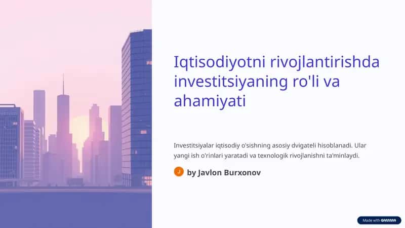 Investitsiyaning iqtisodiy o'sishdagi nazariy asoslari 1