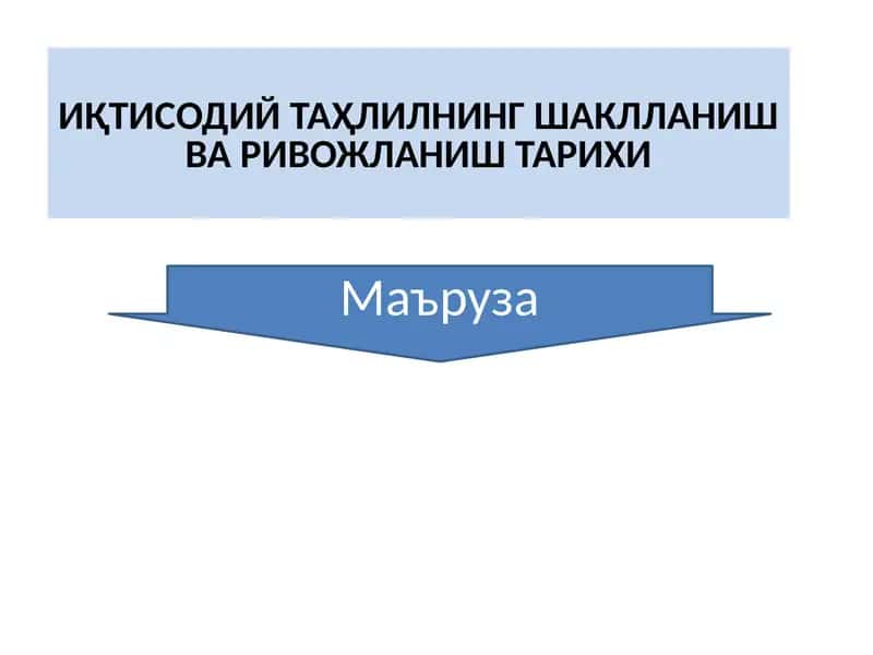 Iqtisodiy tahlilning shakllanish va rivojlanish tarixi 1