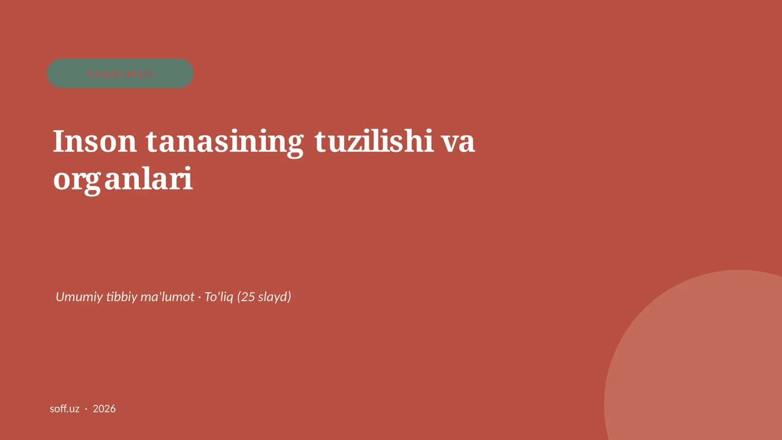 Inson tanasining tuzilishi va organlari 1