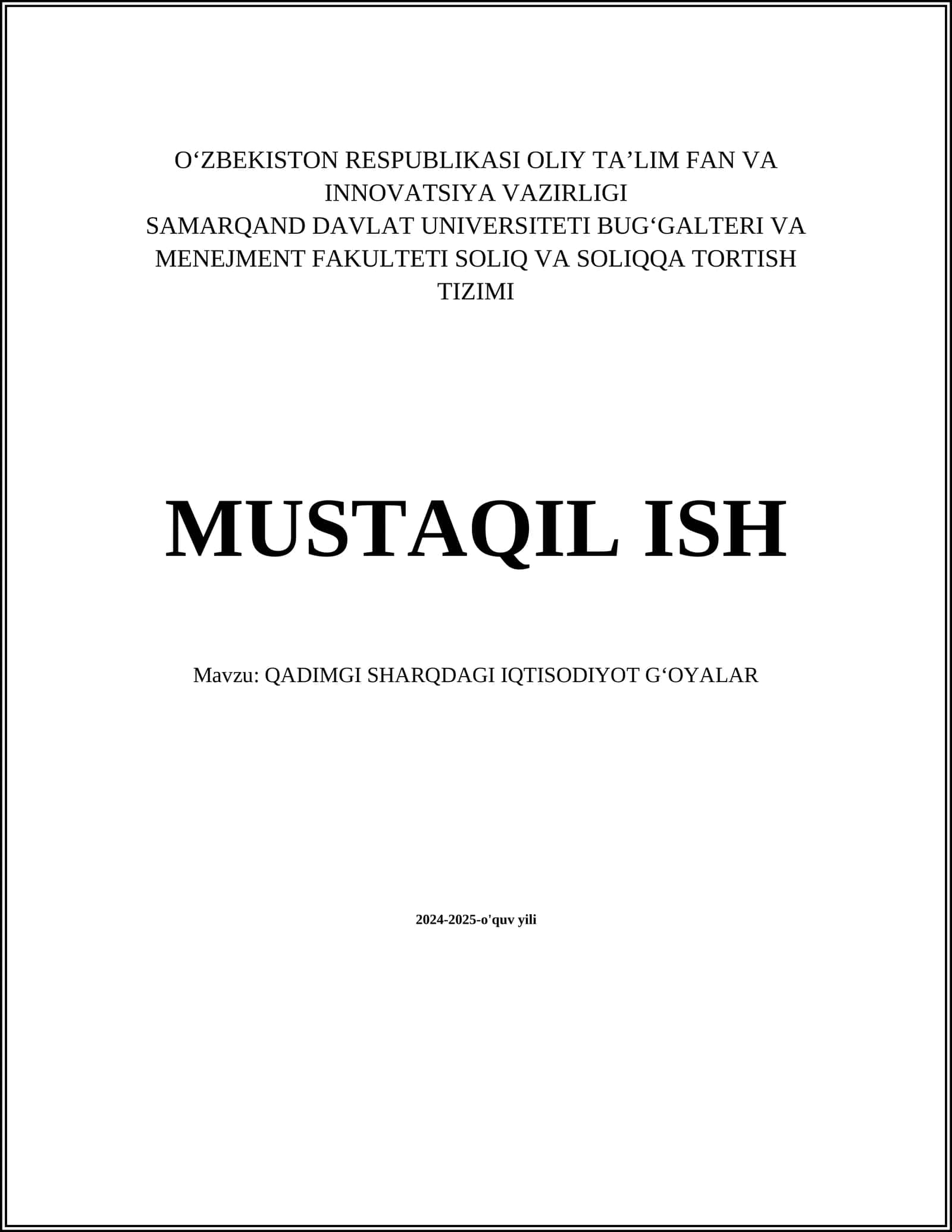 QADIMGI SHARQDAGI IQTISODIYOT GʻOYALAR 1