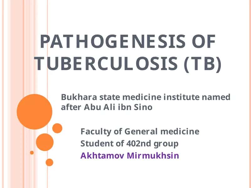 Tuberkuloz (SIL) – “TUBERCULE” (BOʻRTMACHA) SOʻZIDAN OLINGAN HISOBLANADI 1