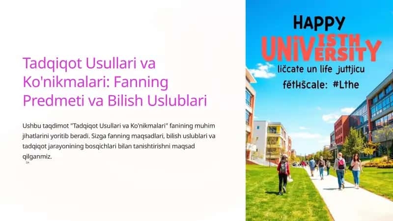 Tadqiqot Usullari va Ko'nikmalari: Fanning Predmeti va Bilish Uslublari 1