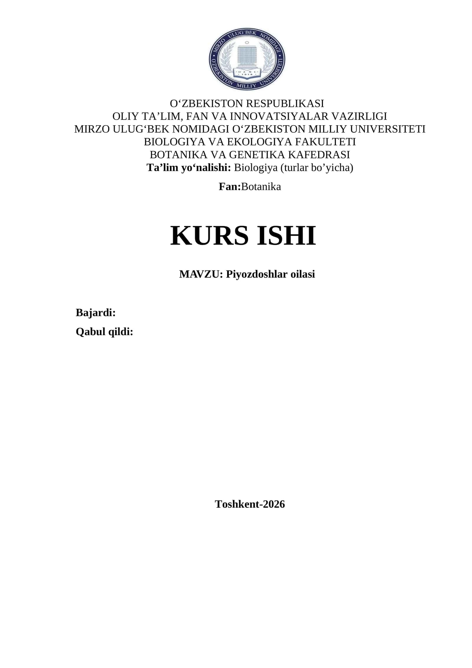 Piyozdoshlar oilasi 1
