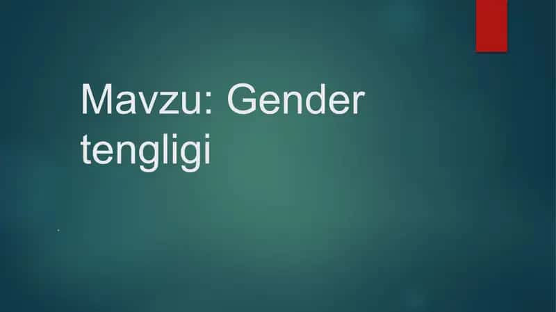 Gender tengligi 1