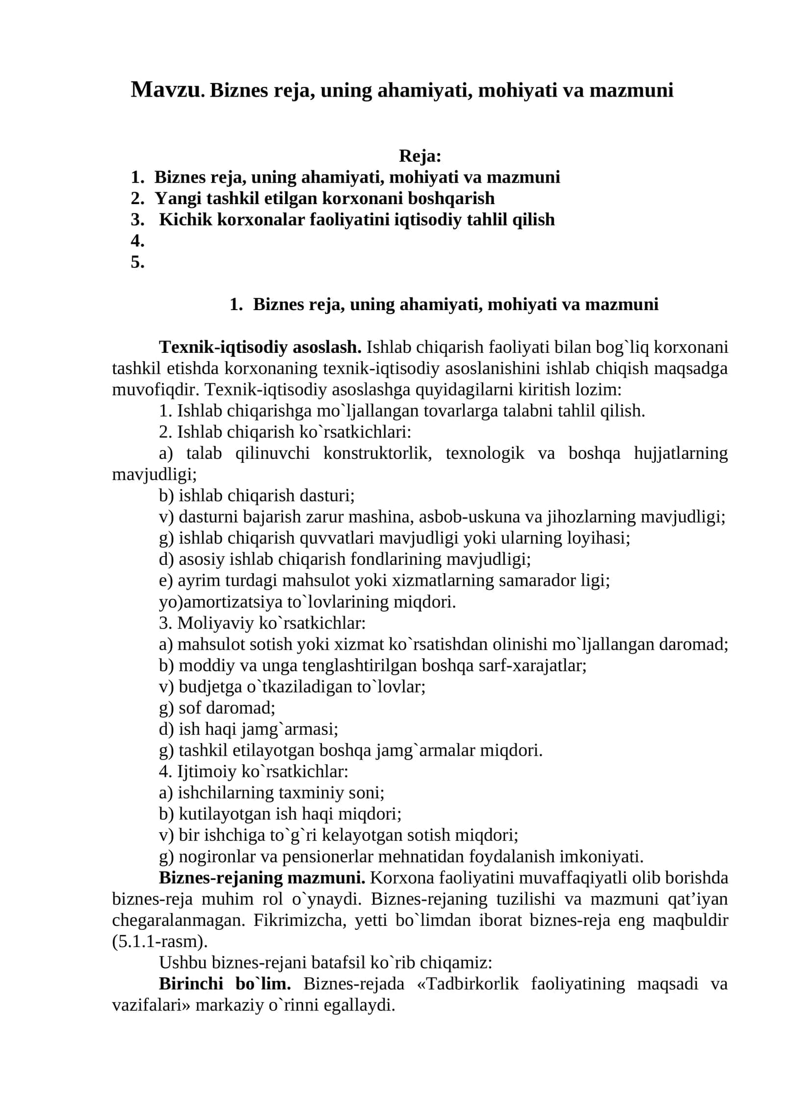 Biznеs rеja, uning ahamiyati, mоhiyati va mazmuni 1