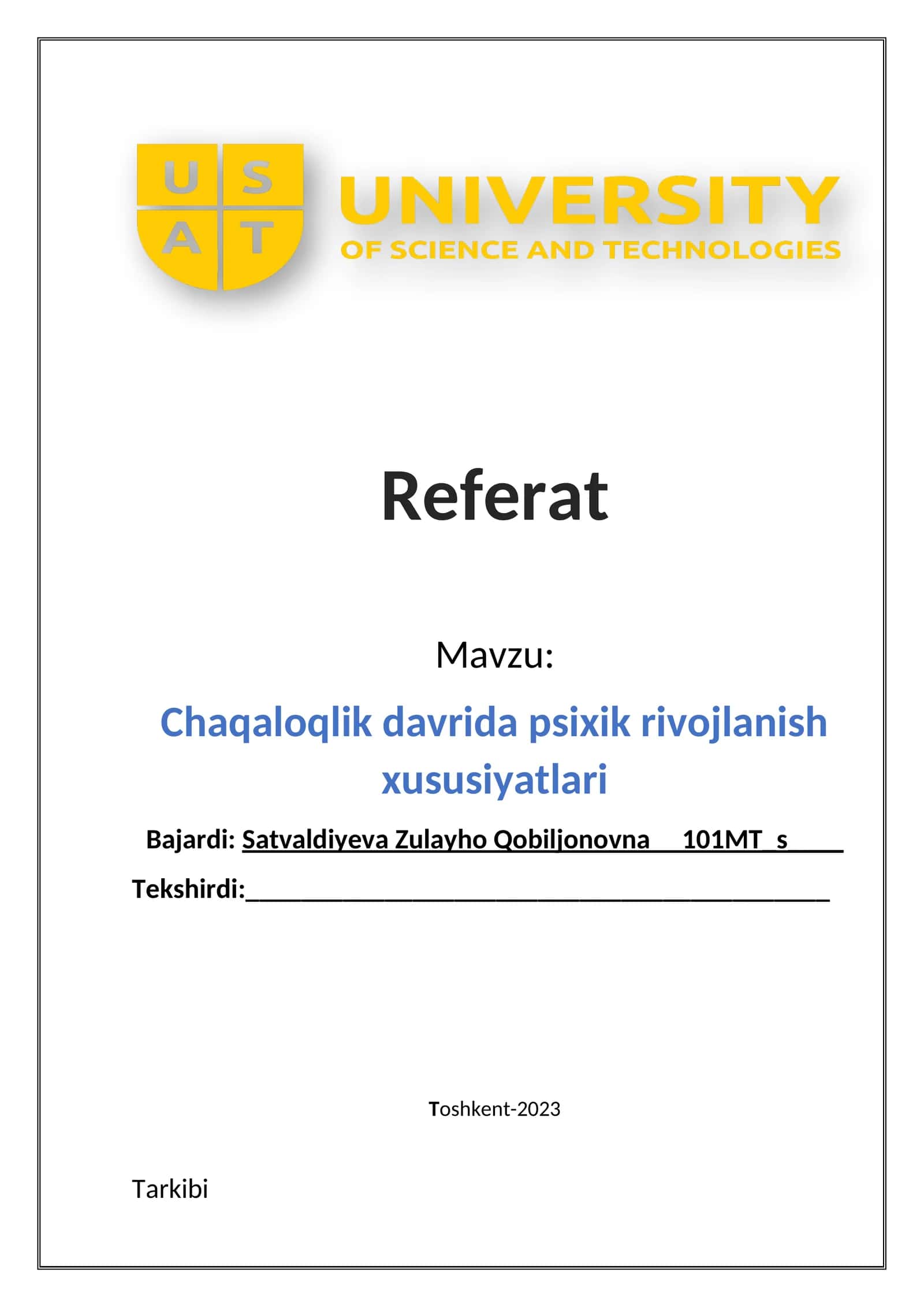 Chaqaloqlik davrida psixik rivojlanish xususiyatlari 1