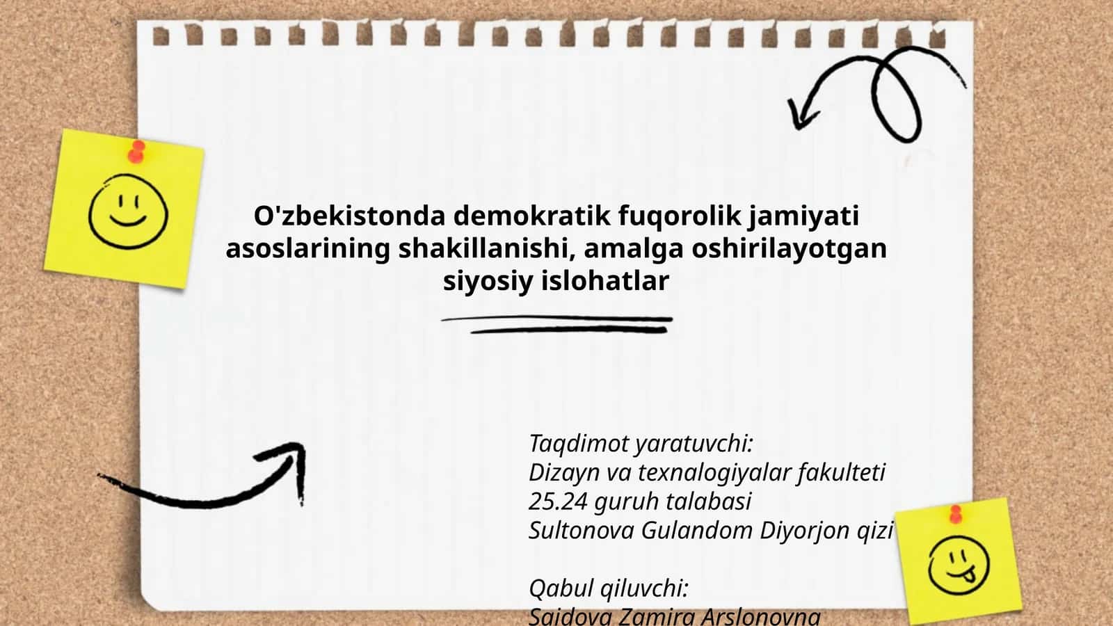 O'zbekistonda demokratik fuqorolik jamiyati asoslarining shakillanishi, amalga oshirilayotgan siyosiy islohatlar 1