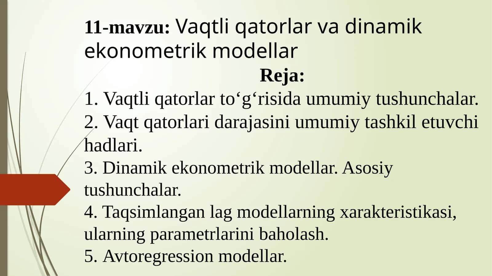 Vaqtli qatorlar va dinamika ekonometrik modellar 1