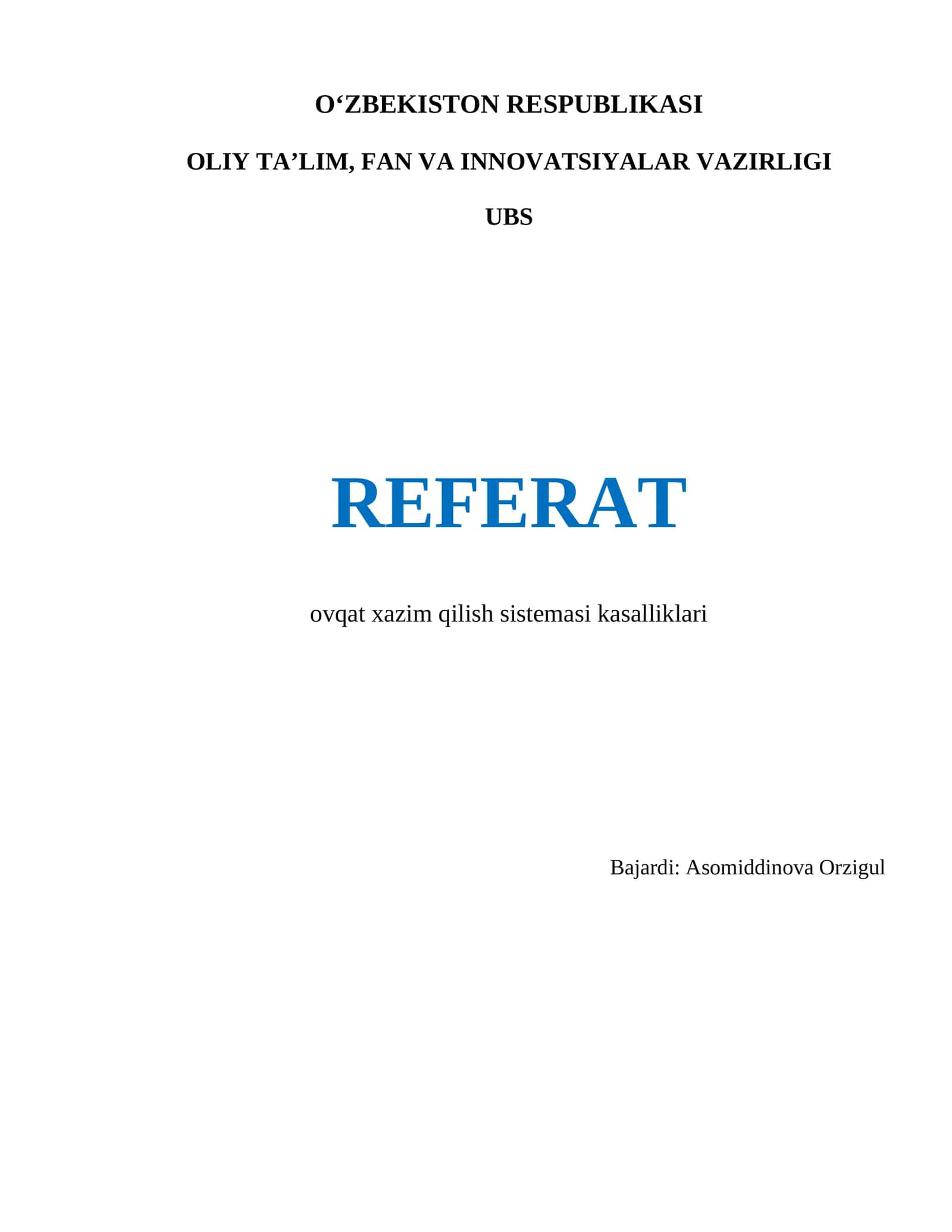 ovqat xazim qilish sistemasi kasalliklari 1