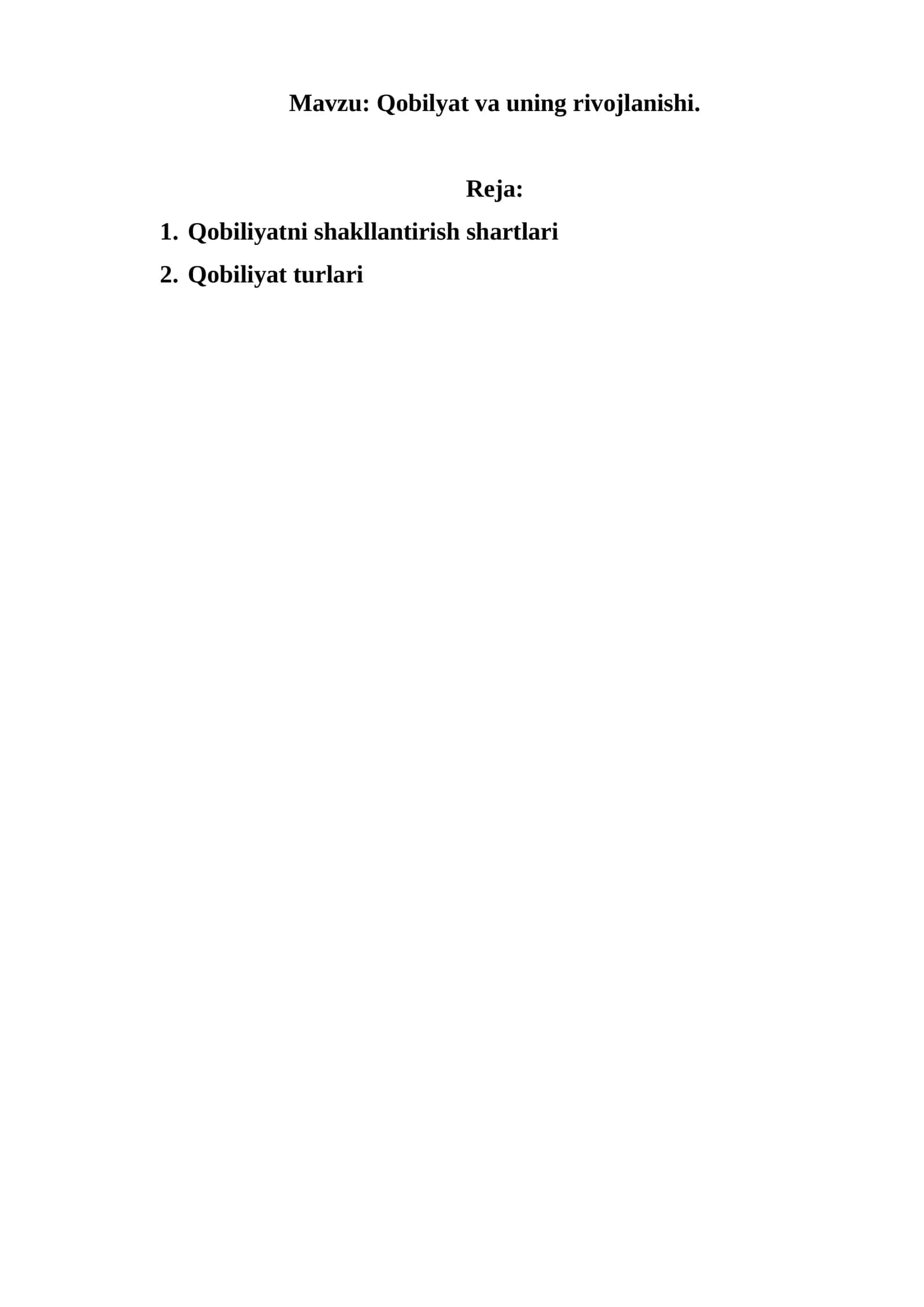 Qobilyat va uning rivojlanishi 1