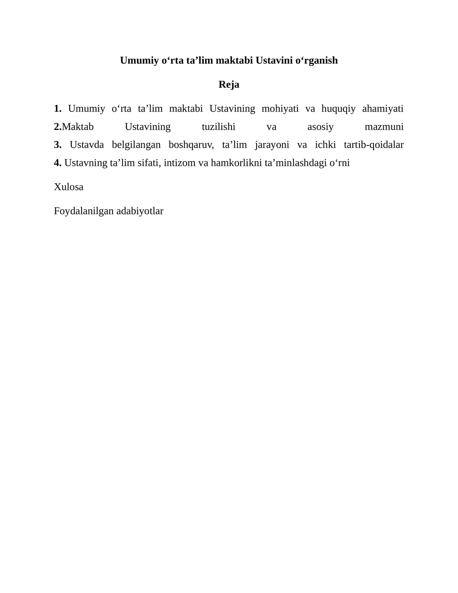 Umumiy o‘rta ta’lim maktabi Ustavini o‘rganish 1