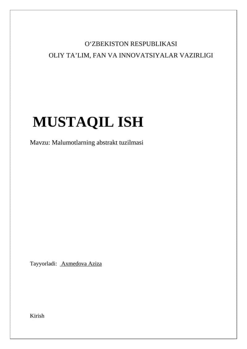 Malumotlarning abstrakt tuzilmasi 1