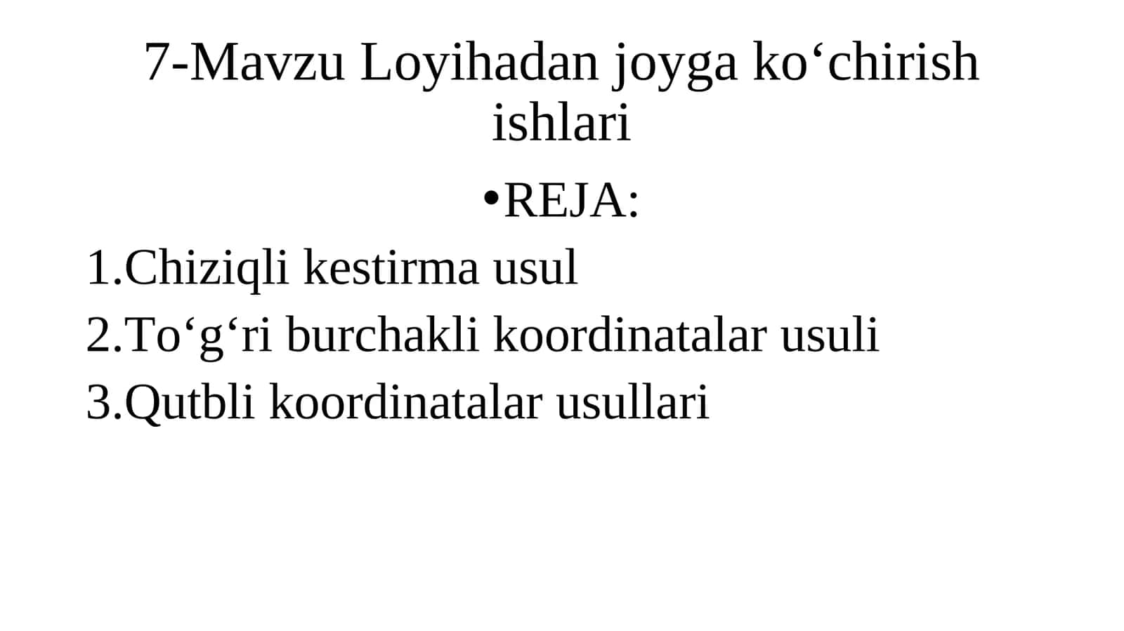 Loyihadan joyga ko‘chirish ishlari 1
