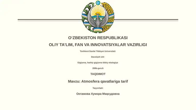 Atmosfera qavatlariga tarif 1