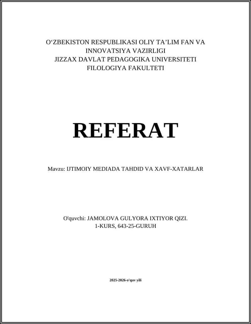 IJTIMOIY MEDIADA TAHDID VA XAVF-XATARLAR 1