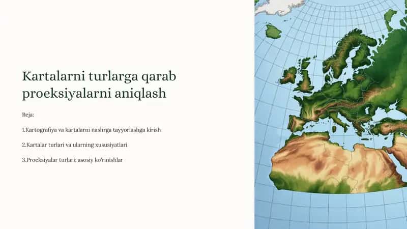 Kartalarni turlarga qarab proeksiyalarni aniqlash 1
