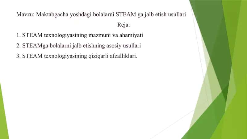 Maktabgacha yoshdagi bolalarni STEAM ga jalb etish usullari 1