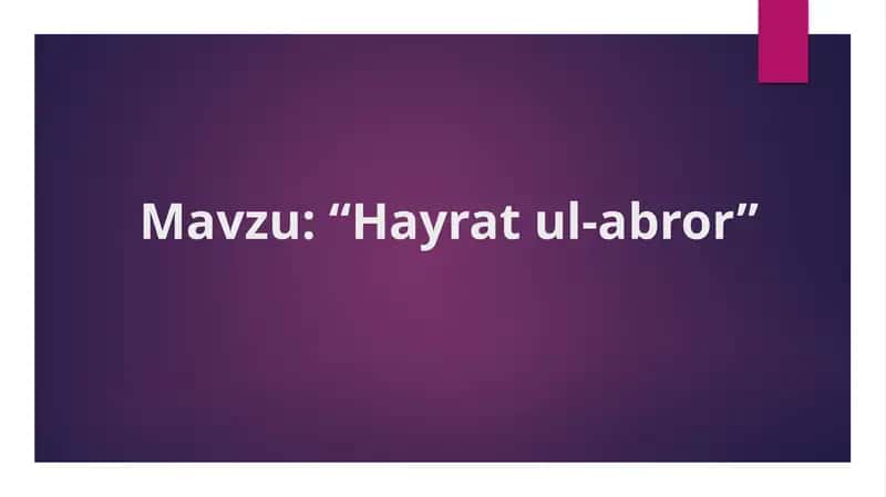 “Hayrat ul-abror” 1