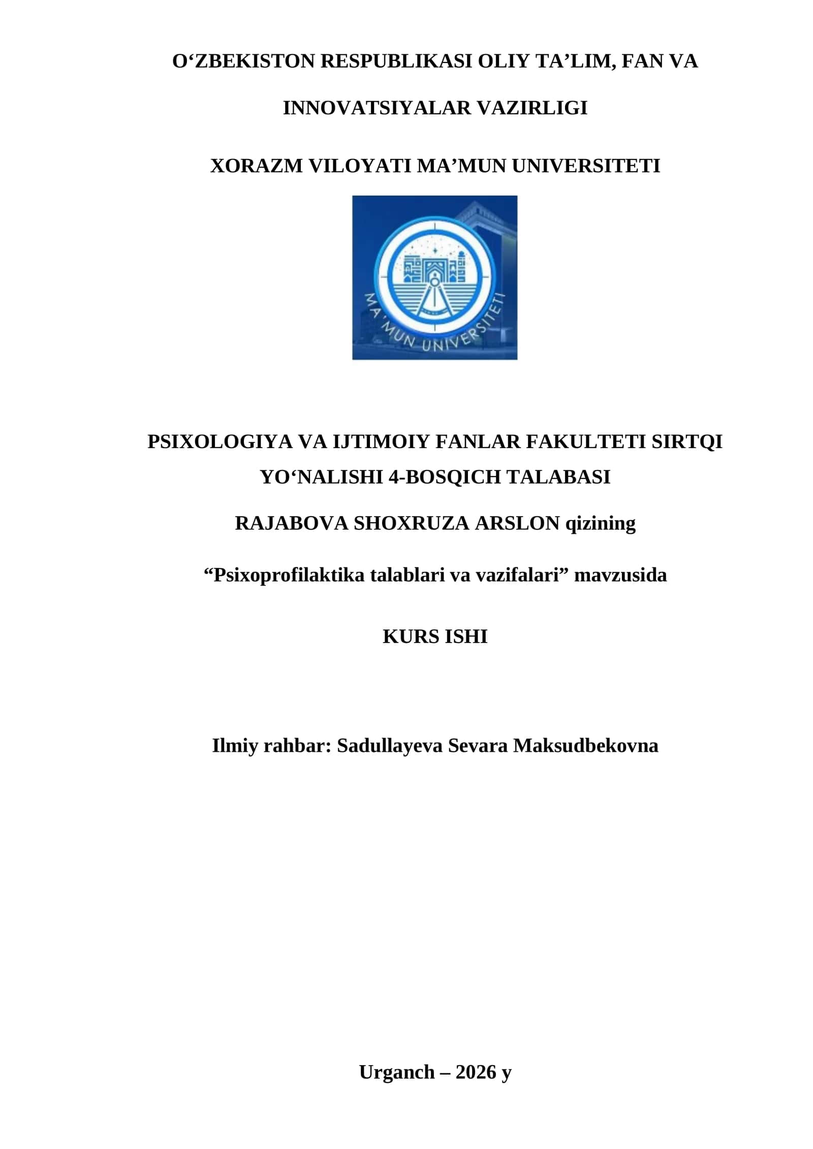 Psixoprofilaktika talablari va vazifalari 1