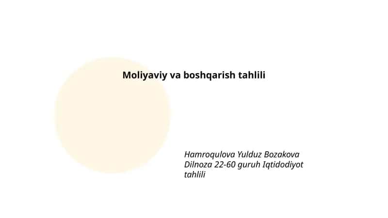 Moliyaviy va boshqarish tahlili 1