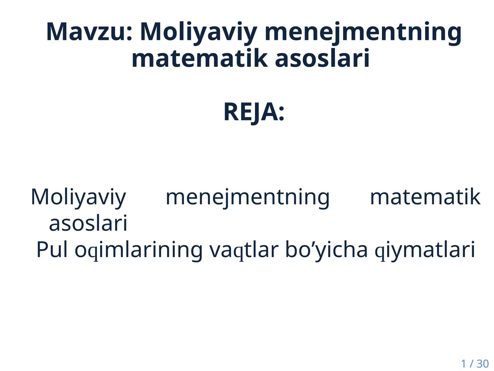 Moliyaviy menejmentning matematik asoslari 1