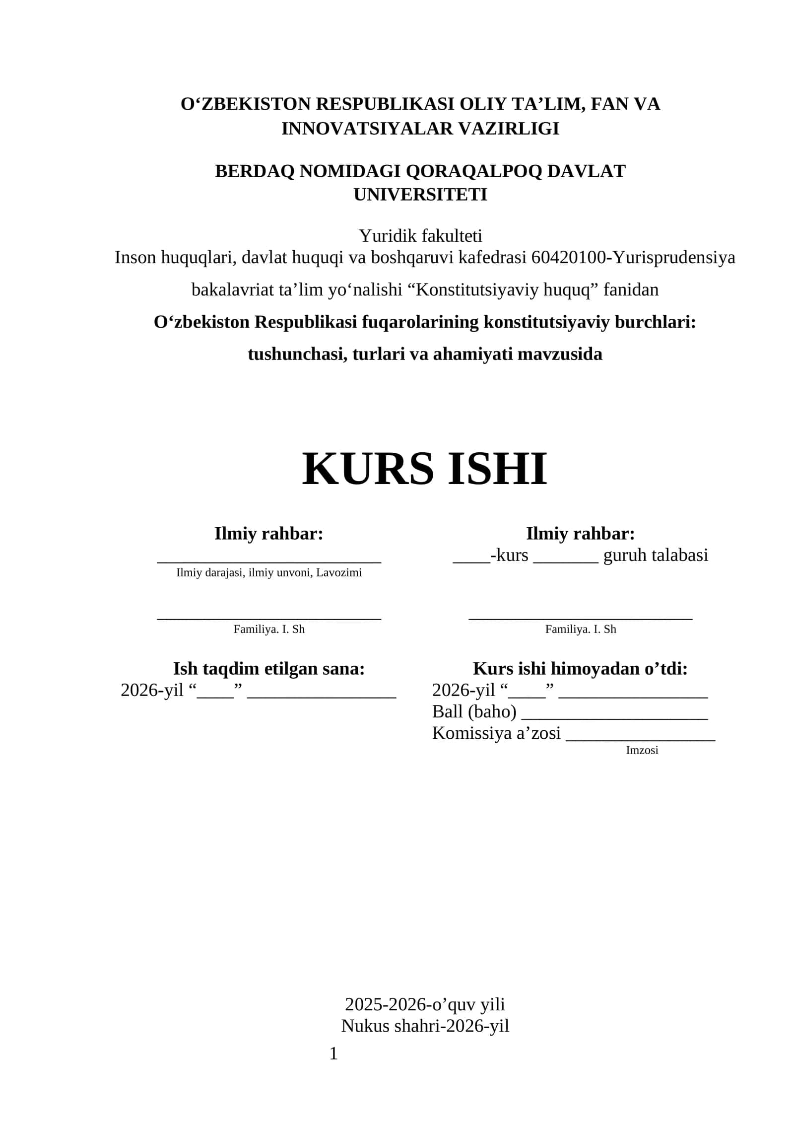 Konstitutsiyaviy huquq fanidan kurs ishi 1