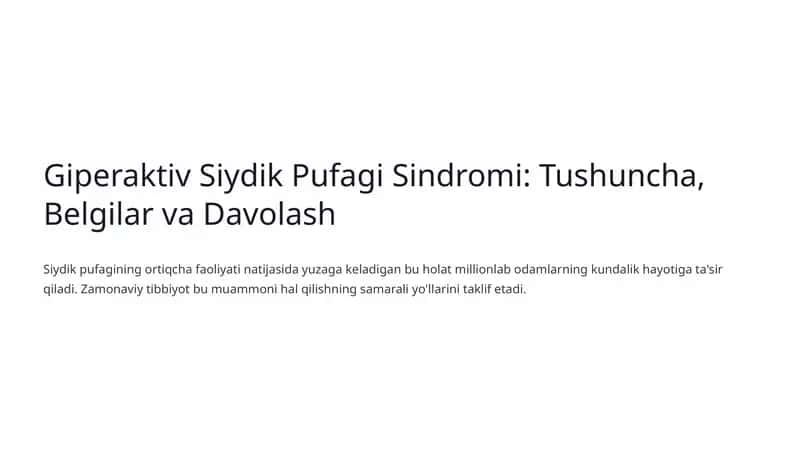 Giperaktiv Siydik Pufagi Sindromi 1