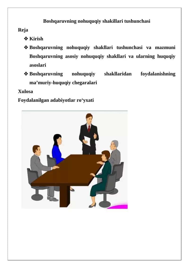 Boshqaruvning nohuquqiy shakillari tushunchasi 1