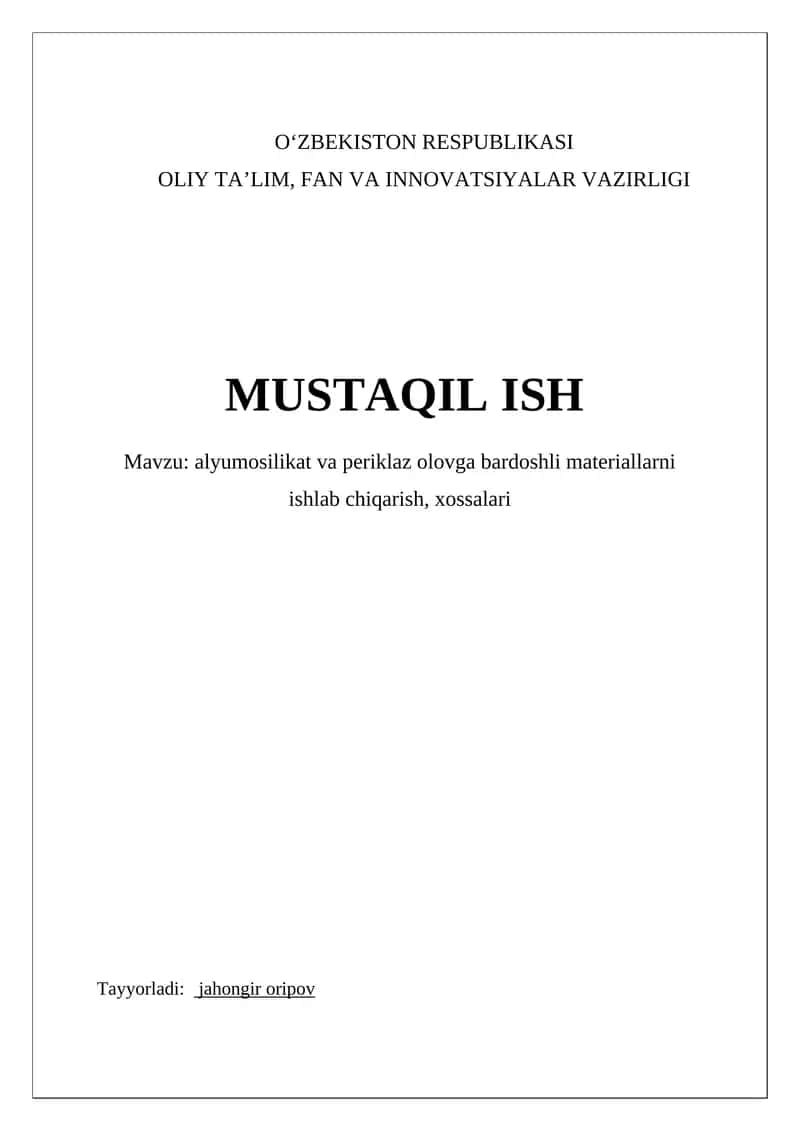 Alumosilikat va Periklaz Refrakter Materiallar Ishlab Chiqarish 1