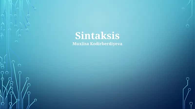 Sintaksis 1