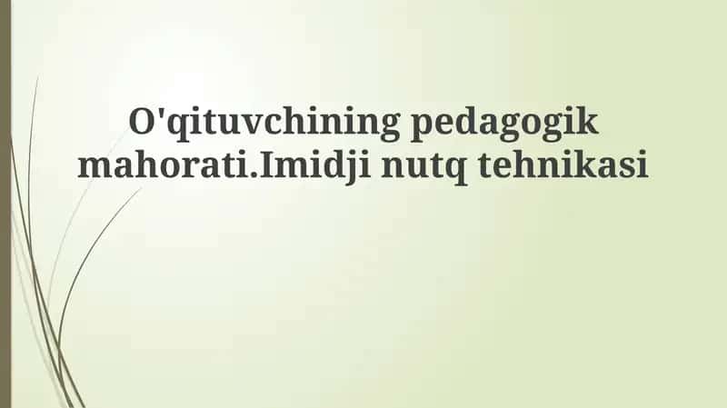 Pedagogik mahorat 1
