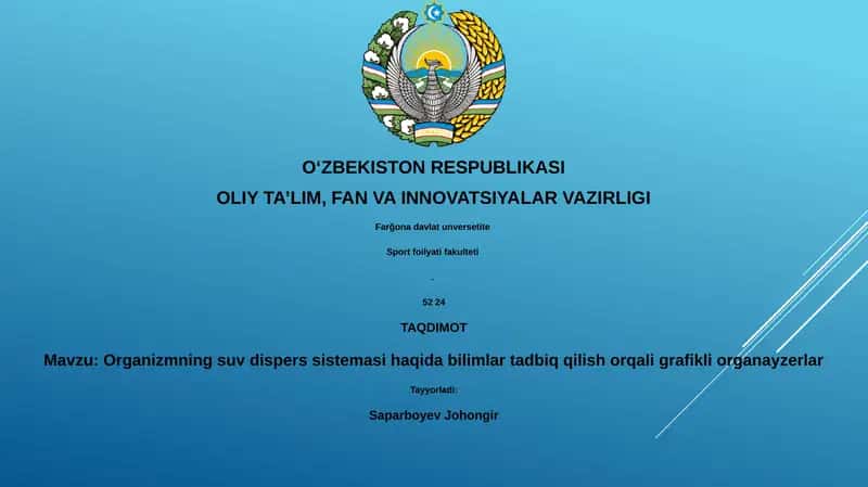 Organizmning suv dispers sistemasi haqida bilimlar tadbiq qilish orqali grafikli organayzerlar 1