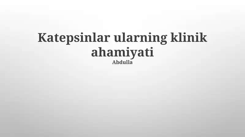 Katepsinlar ularning klinik ahamiyati 1