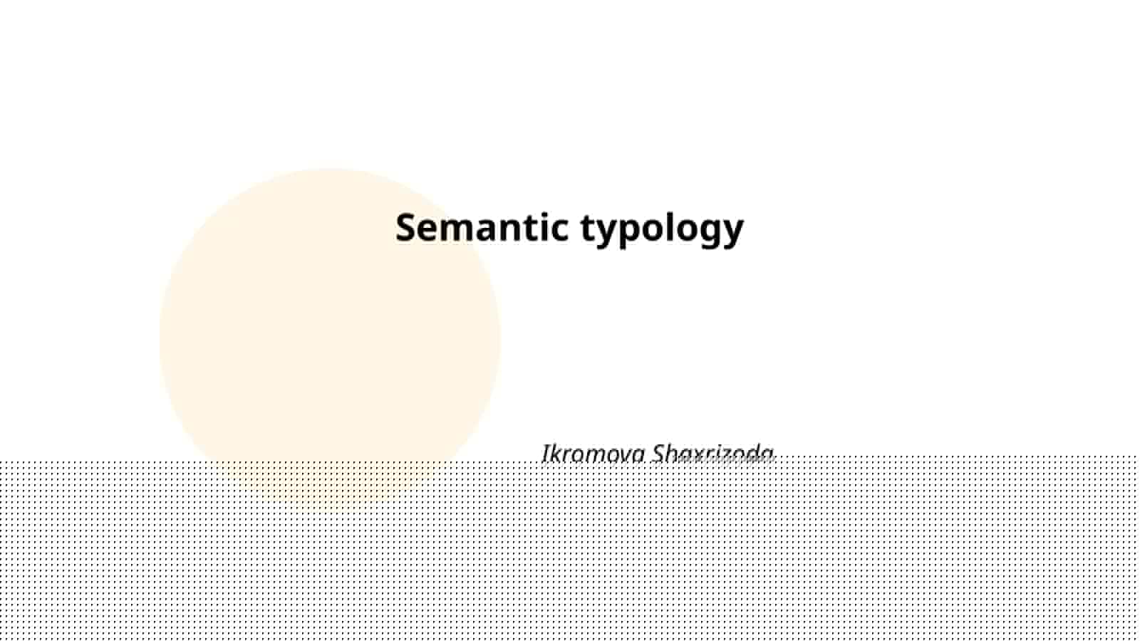 Semantic typology 1