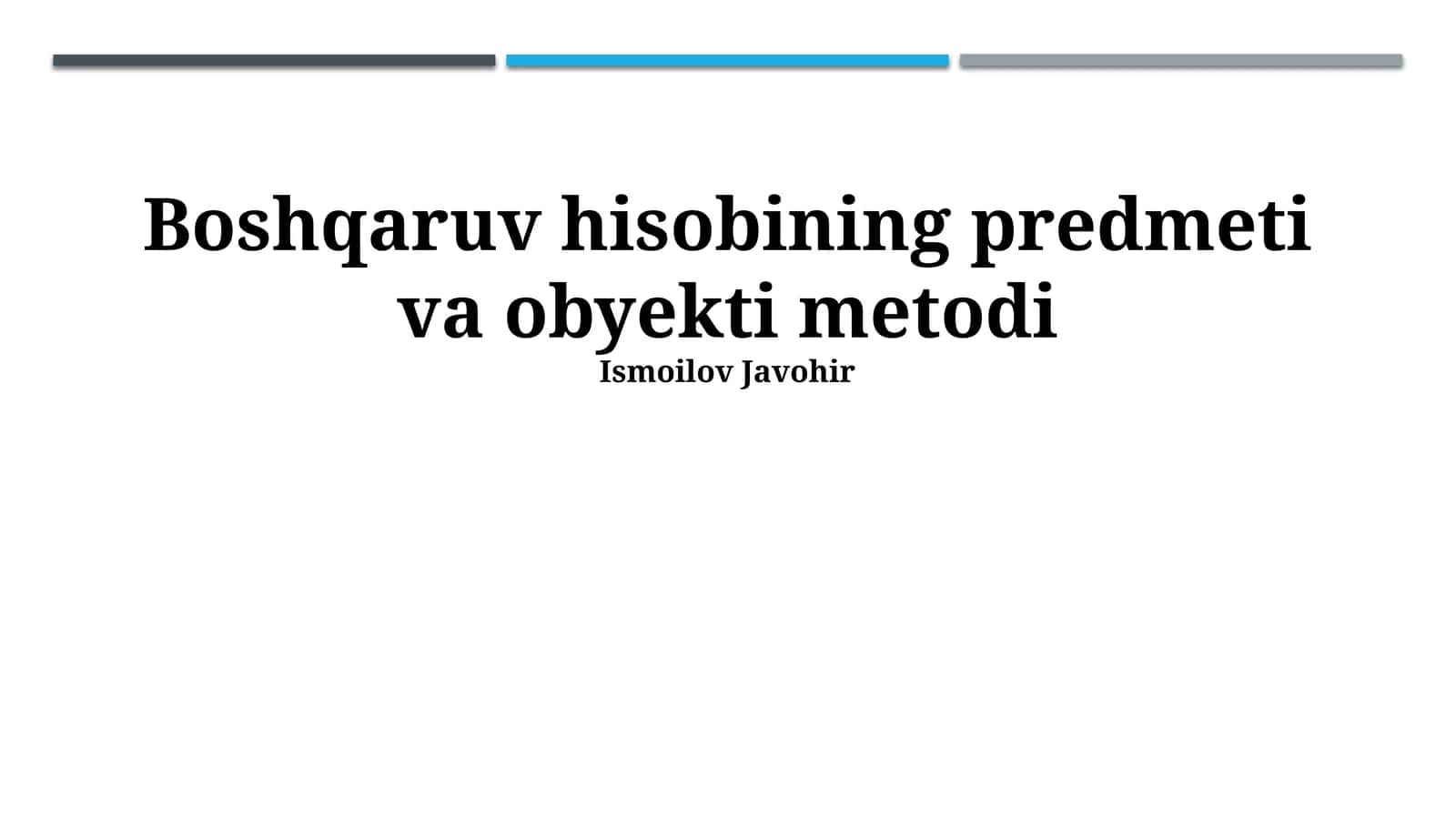 Menajment Buxgalteriya Hisobi Usullarining Ob'ekti 1