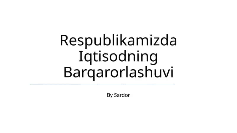 Iqtisodning Barqarorlashuvi 1