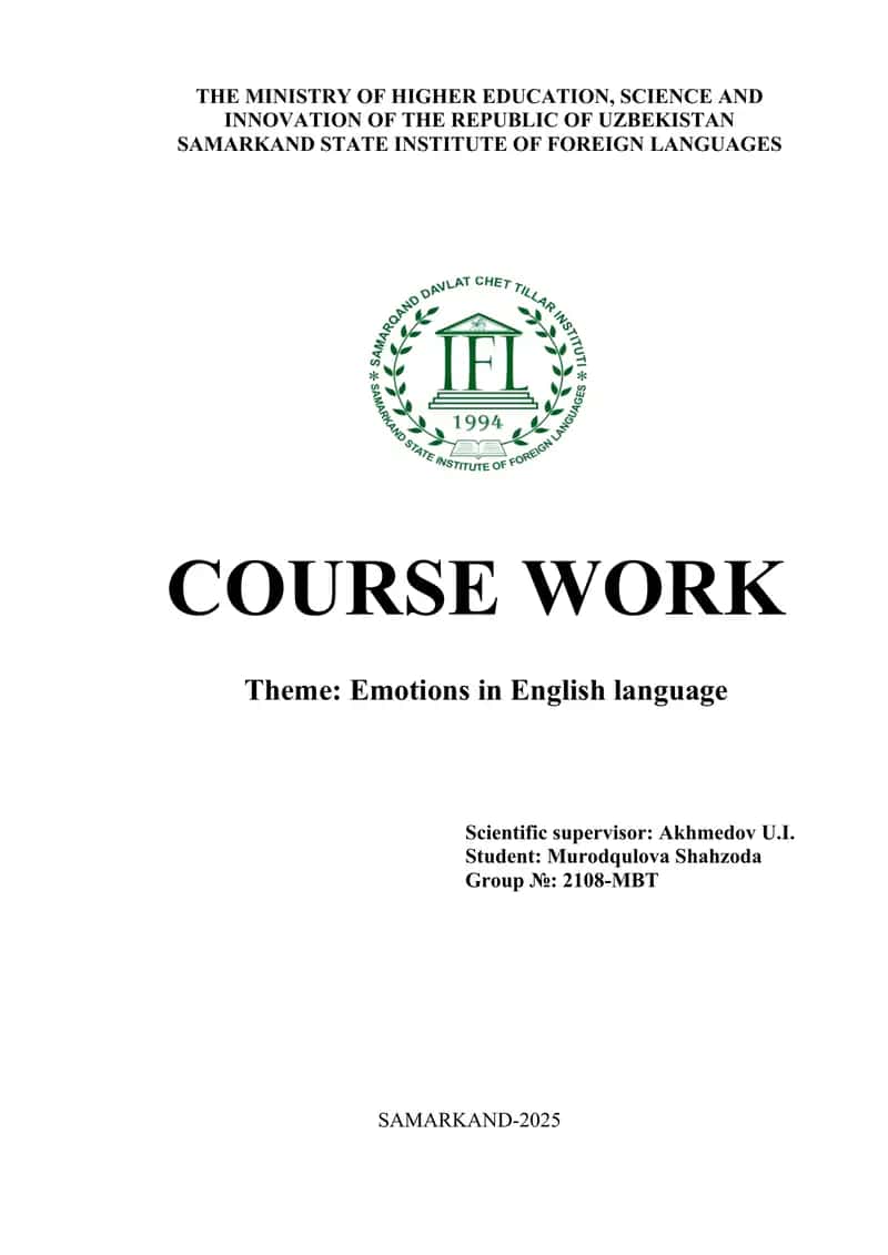 Course work "Emotions in English Language" 1