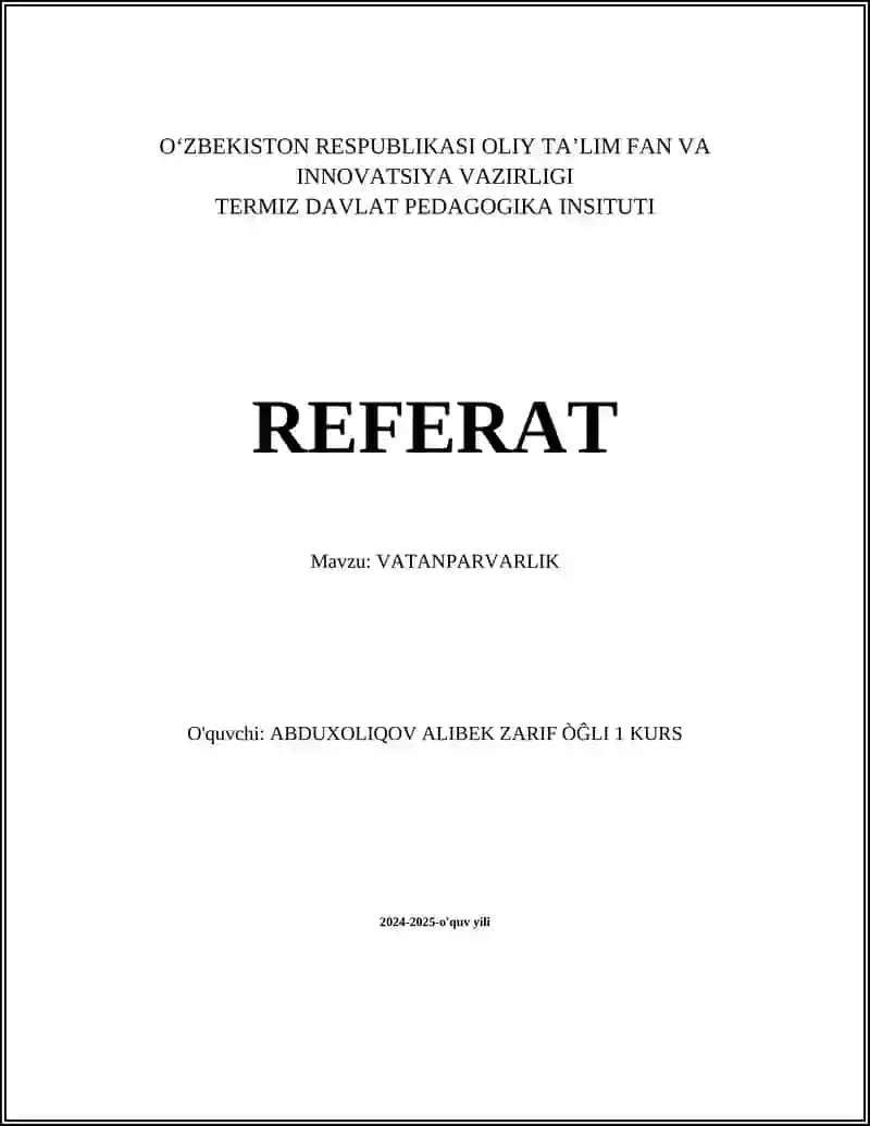 Vatanparvarlik Referat